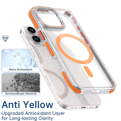 For iPhone 16 Dual-Color Clear Acrylic Hybrid TPU Lens Flip Holder MagSafe Phone Case(Yellow) - iPhone 16 Cases by buy2fix | Online Shopping UK | buy2fix