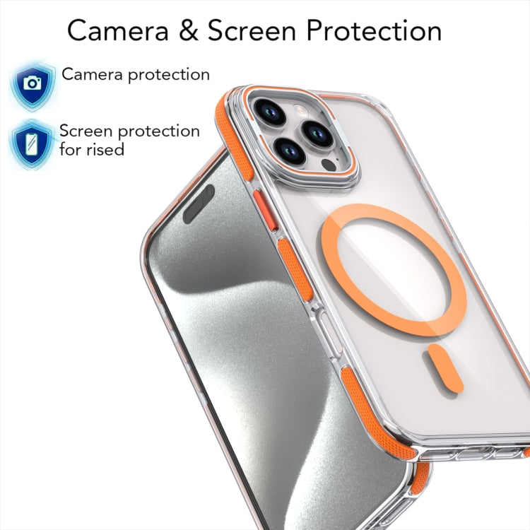 For iPhone 15 Pro Dual-Color Clear Acrylic Hybrid TPU Lens Flip Holder MagSafe Phone Case(Grey) - iPhone 15 Pro Cases by buy2fix | Online Shopping UK | buy2fix