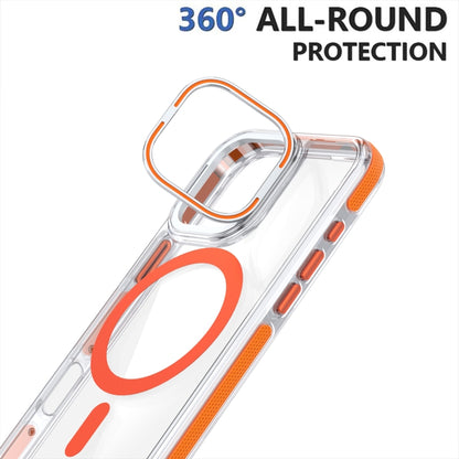 For iPhone 16 Plus Dual-Color Clear Acrylic Hybrid TPU Lens Flip Holder MagSafe Phone Case(White) - iPhone 16 Plus Cases by buy2fix | Online Shopping UK | buy2fix