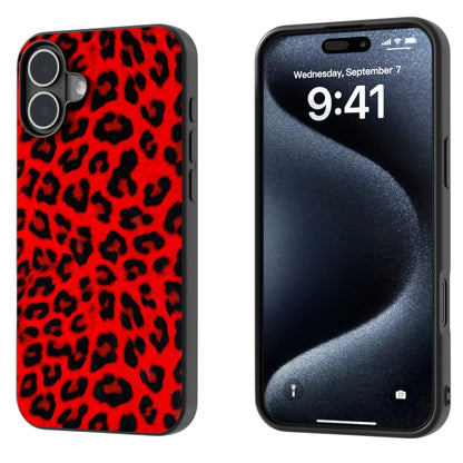 For iPhone 16 Plus Black Frame Leopard Phone Case(Red Leopard) - iPhone 16 Plus Cases by buy2fix | Online Shopping UK | buy2fix