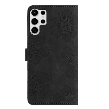 For Samsung Galaxy S25 Ultra 5G Flower Embossing Pattern Leather Phone Case(Black) - Galaxy S25 Ultra 5G Cases by buy2fix | Online Shopping UK | buy2fix