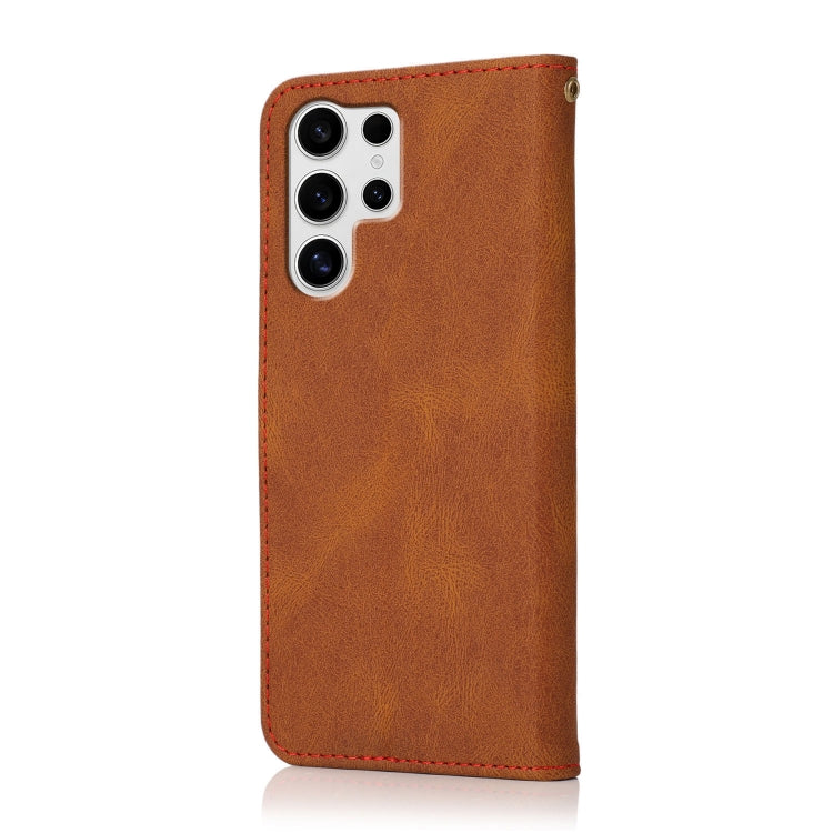 For Samsung Galaxy S25 Ultra 5G Dual-color Stitching Leather Phone Case(Brown Red) - Galaxy S25 Ultra 5G Cases by buy2fix | Online Shopping UK | buy2fix