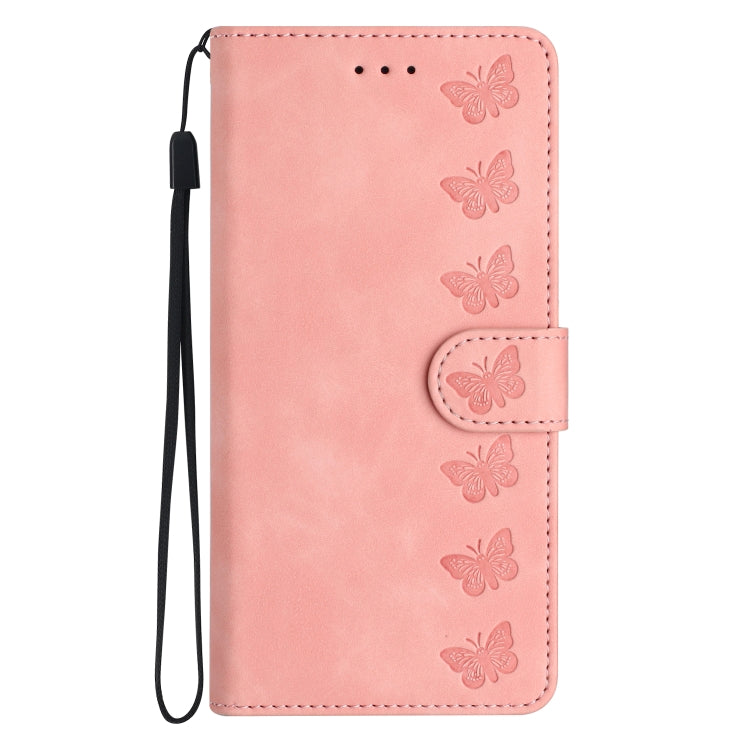 For Samsung Galaxy S25 Ultra 5G Seven Butterflies Embossed Leather Phone Case(Pink) - Galaxy S25 Ultra 5G Cases by buy2fix | Online Shopping UK | buy2fix