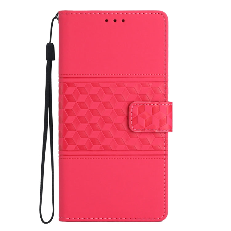 For Samsung Galaxy S25 Ultra 5G Diamond Embossed Skin Feel Leather Phone Case(Red) - Galaxy S25 Ultra 5G Cases by buy2fix | Online Shopping UK | buy2fix