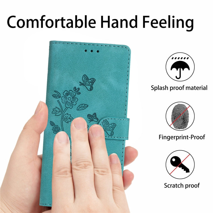 For Samsung Galaxy S25 5G Flower Butterfly Embossing Pattern Leather Phone Case(Sky Blue) - Galaxy S25 5G Cases by buy2fix | Online Shopping UK | buy2fix