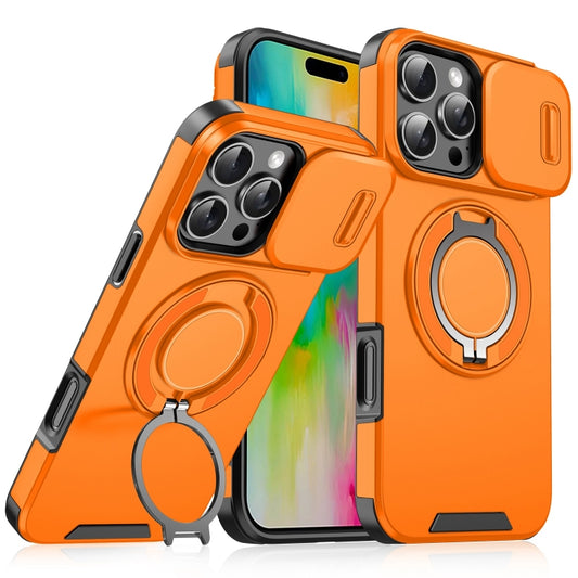 For iPhone 16 Pro Max Sliding Camshield Ring Holder Phone Case(Orange) - iPhone 16 Pro Max Cases by buy2fix | Online Shopping UK | buy2fix