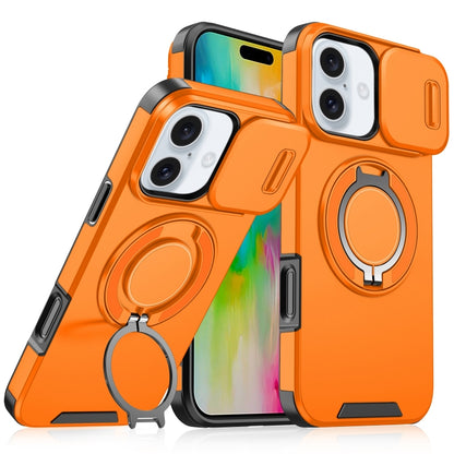 For iPhone 16 Sliding Camshield Ring Holder Phone Case(Orange) - iPhone 16 Cases by buy2fix | Online Shopping UK | buy2fix