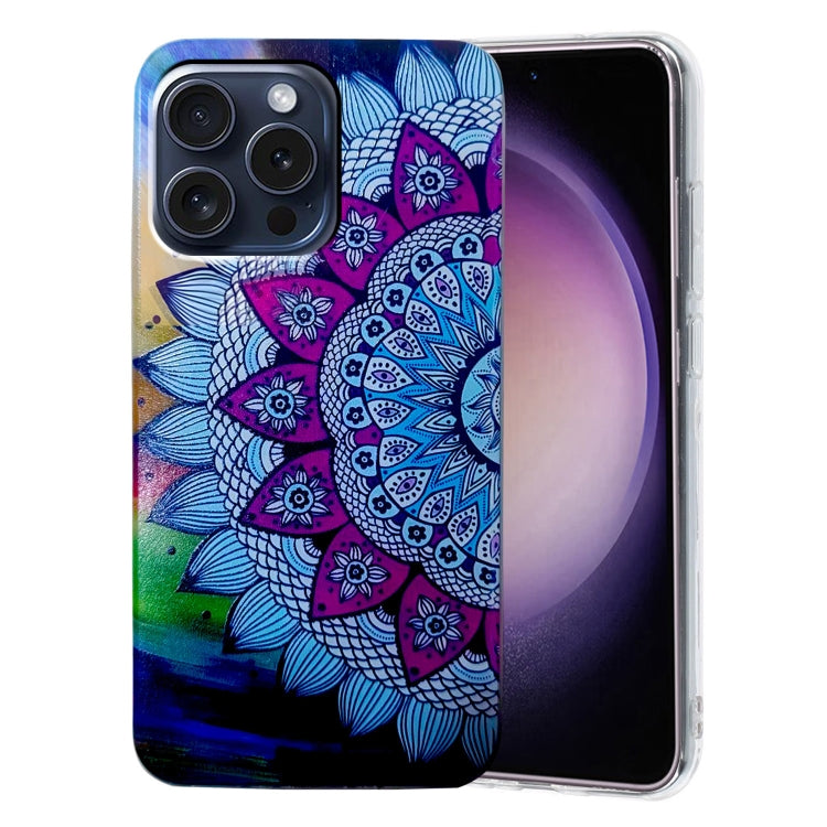 For iPhone 16 Pro Max Colored Drawing Pattern TPU Phone Case(Half-flower) - iPhone 16 Pro Max Cases by buy2fix | Online Shopping UK | buy2fix