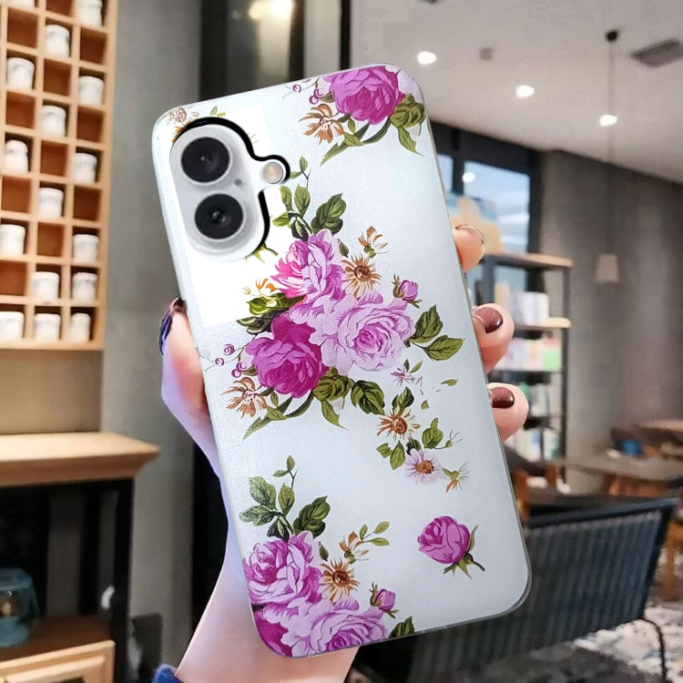 For iPhone 16 Colored Drawing Pattern TPU Phone Case(Rose Flower) - iPhone 16 Cases by buy2fix | Online Shopping UK | buy2fix