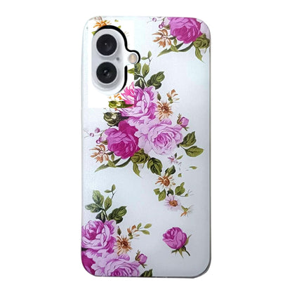 For iPhone 16 Colored Drawing Pattern TPU Phone Case(Rose Flower) - iPhone 16 Cases by buy2fix | Online Shopping UK | buy2fix