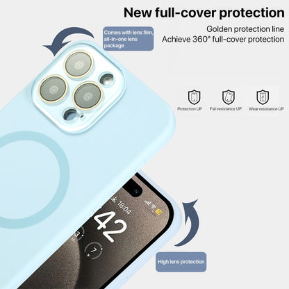 For iPhone 16 Pro Max Liquid Silicone MagSafe Full Coverage Phone Case with Lens Film(Blue) - iPhone 16 Pro Max Cases by buy2fix | Online Shopping UK | buy2fix