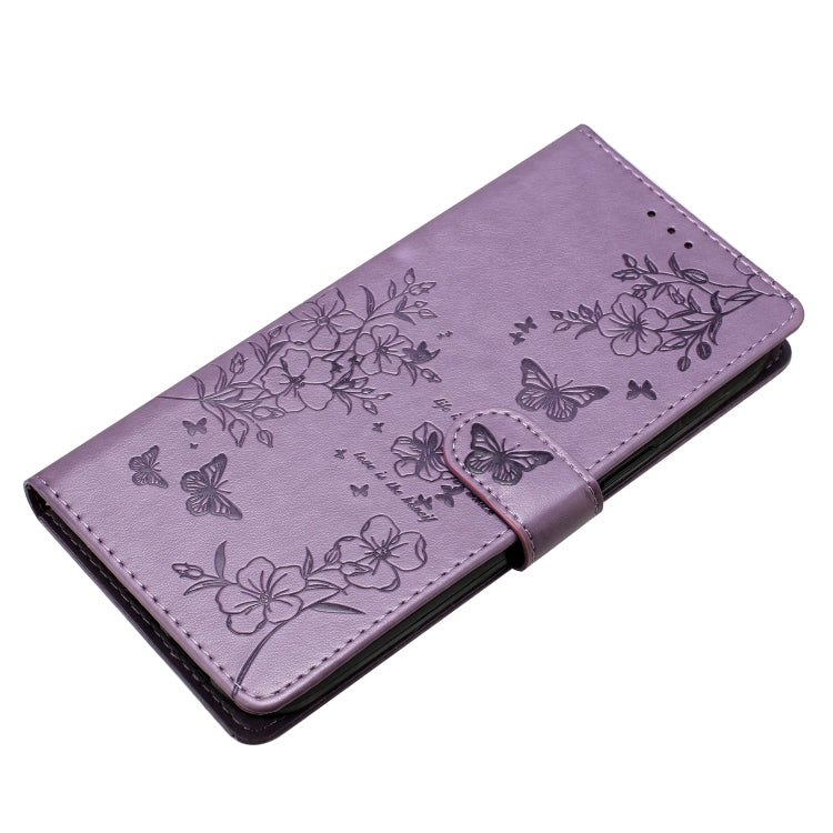 For iPhone 16 Butterflies and Flowers Leather Phone Case(Purple) - iPhone 16 Cases by buy2fix | Online Shopping UK | buy2fix