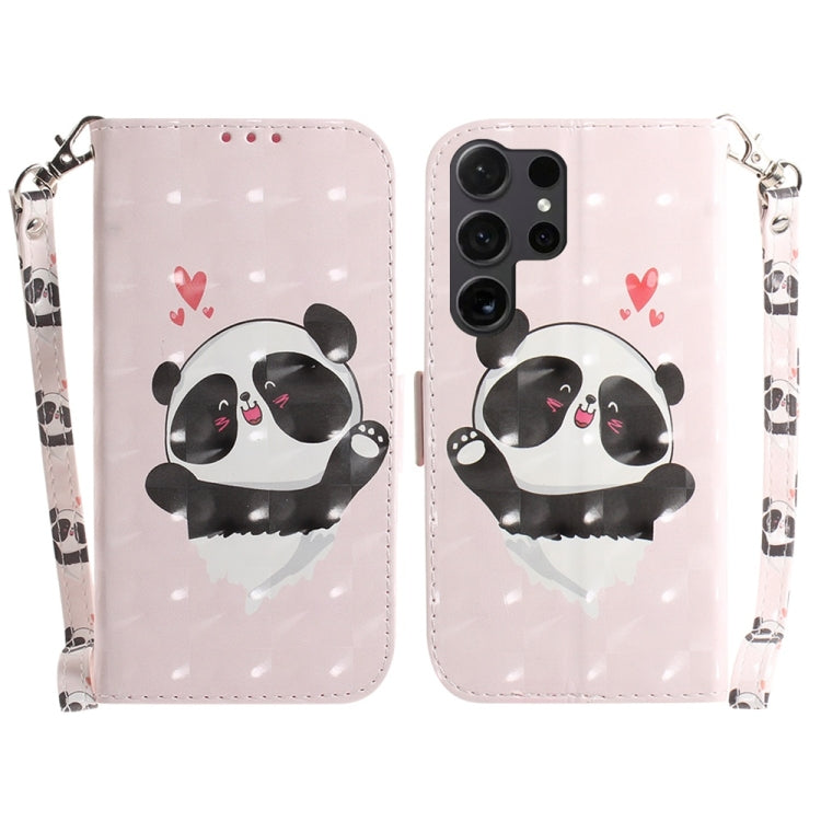 For Samsung Galaxy S25 Ultra 5G 3D Colored Horizontal Flip Leather Phone Case(Heart Panda) - Galaxy S25 Ultra 5G Cases by buy2fix | Online Shopping UK | buy2fix