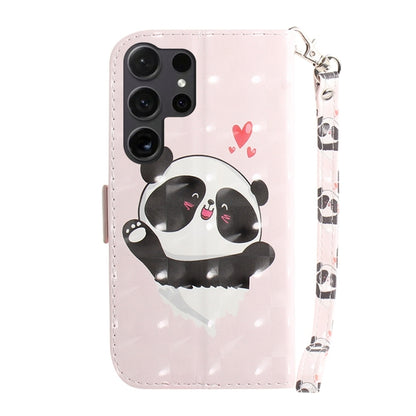 For Samsung Galaxy S25 Ultra 5G 3D Colored Horizontal Flip Leather Phone Case(Heart Panda) - Galaxy S25 Ultra 5G Cases by buy2fix | Online Shopping UK | buy2fix