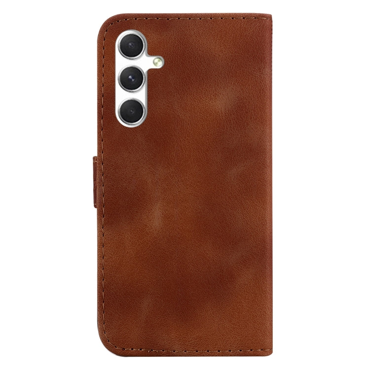 For Samsung Galaxy S25 5G Seven-shaped Embossed Leather Phone Case(Brown) - Galaxy S25 5G Cases by buy2fix | Online Shopping UK | buy2fix