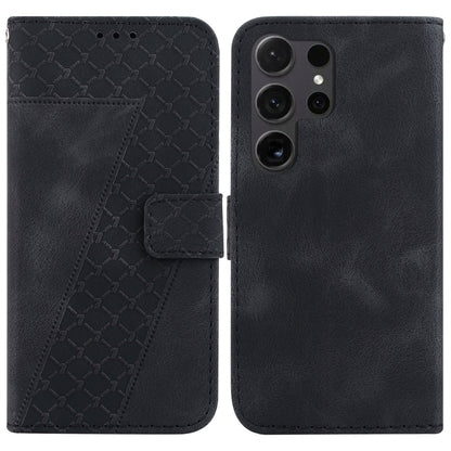 For Samsung Galaxy S25 Ultra 5G Seven-shaped Embossed Leather Phone Case(Black) - Galaxy S25 Ultra 5G Cases by buy2fix | Online Shopping UK | buy2fix