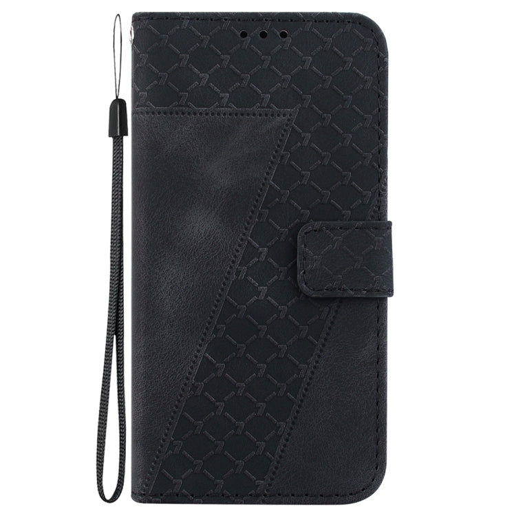 For Samsung Galaxy S25 Ultra 5G Seven-shaped Embossed Leather Phone Case(Black) - Galaxy S25 Ultra 5G Cases by buy2fix | Online Shopping UK | buy2fix