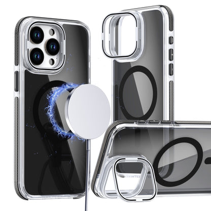 For iPhone 12 Pro Max Magsafe Dual-Color Transparent Black Lens Holder Phone Case(Black) - iPhone 12 Pro Max Cases by buy2fix | Online Shopping UK | buy2fix