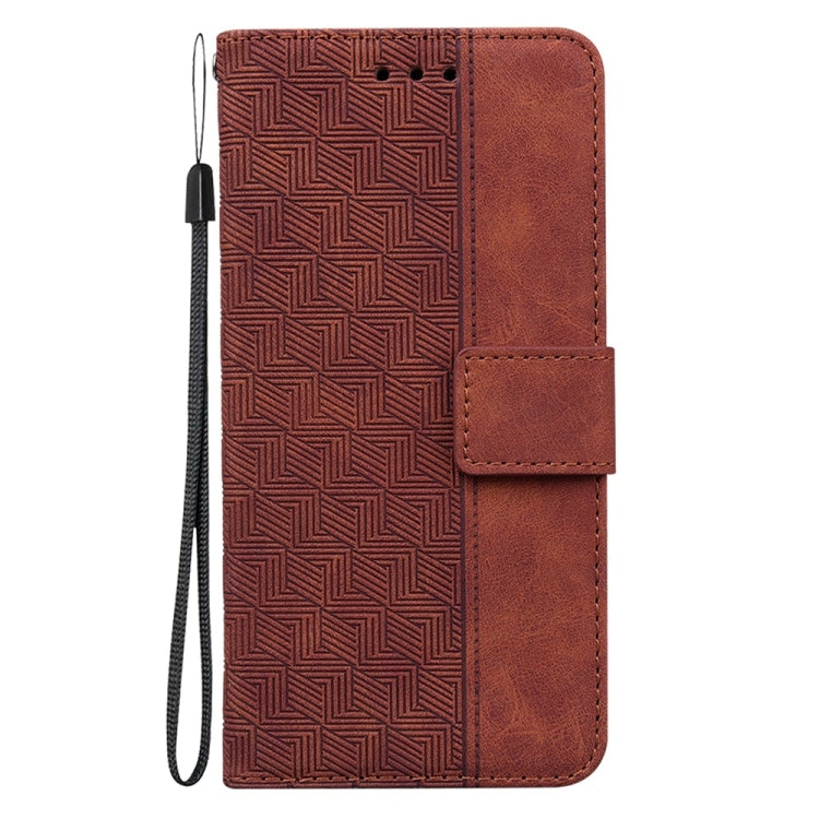 For Samsung Galaxy S25 Ultra 5G Geometric Embossed Leather Phone Case(Brown) - Galaxy S25 Ultra 5G Cases by buy2fix | Online Shopping UK | buy2fix