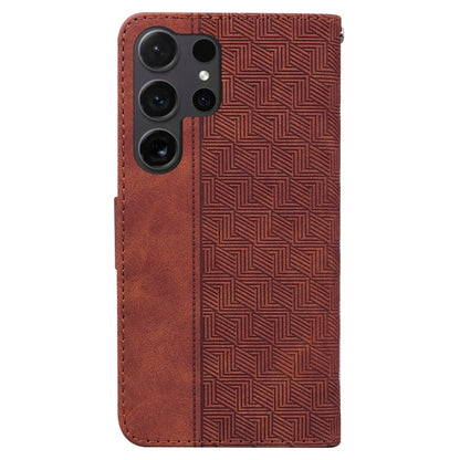 For Samsung Galaxy S25 Ultra 5G Geometric Embossed Leather Phone Case(Brown) - Galaxy S25 Ultra 5G Cases by buy2fix | Online Shopping UK | buy2fix