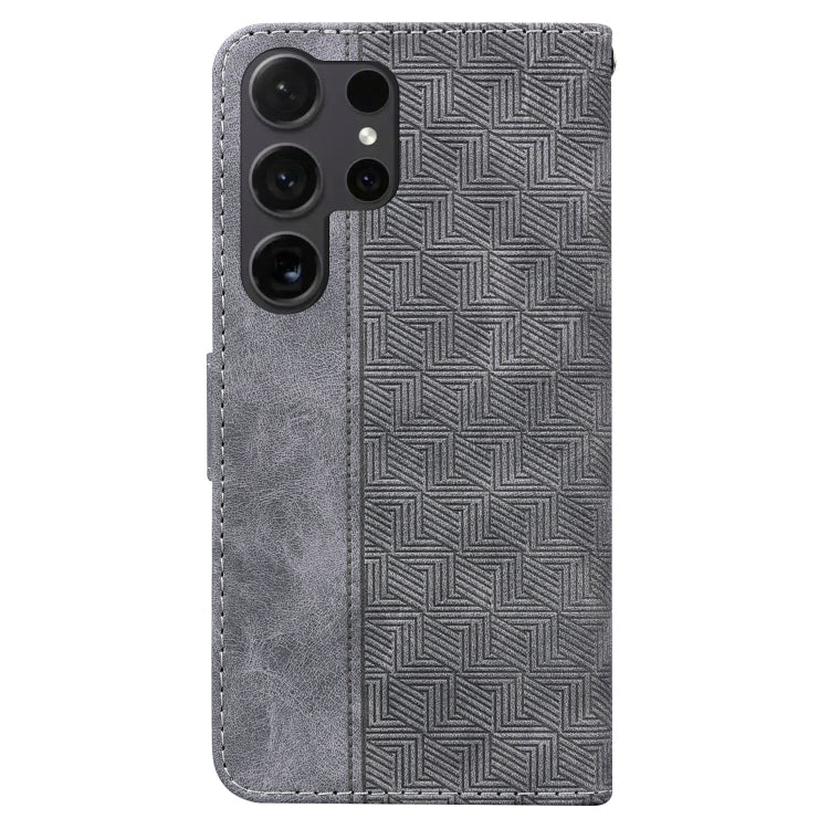 For Samsung Galaxy S25 Ultra 5G Geometric Embossed Leather Phone Case(Grey) - Galaxy S25 Ultra 5G Cases by buy2fix | Online Shopping UK | buy2fix