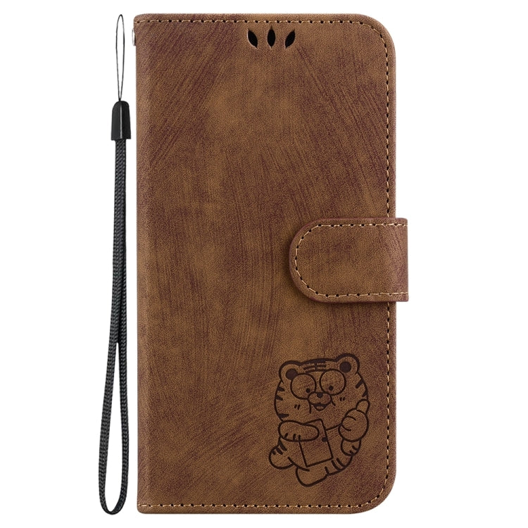 For Samsung Galaxy S25+ 5G Little Tiger Embossed Leather Phone Case(Brown) - Galaxy S25+ 5G Cases by buy2fix | Online Shopping UK | buy2fix