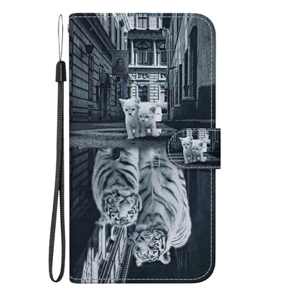 For Samsung Galaxy S25 Ultra 5G Crystal Texture Colored Drawing Leather Phone Case(Cat Tiger Reflection) - Galaxy S25 Ultra 5G Cases by buy2fix | Online Shopping UK | buy2fix