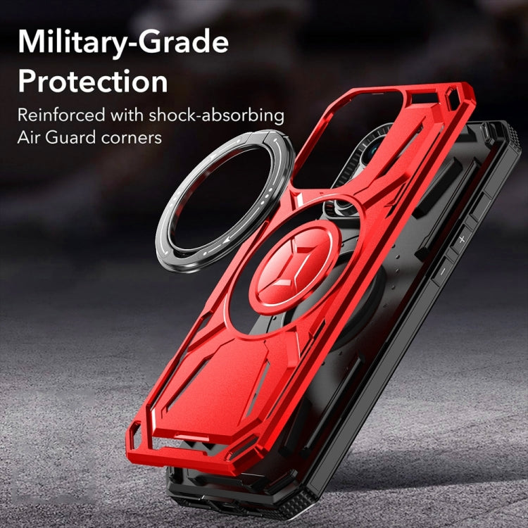 For iPhone 16 Armor II Series MagSafe Magnetic Holder Phone Case(Red) - iPhone 16 Cases by buy2fix | Online Shopping UK | buy2fix