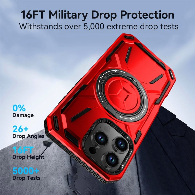 For iPhone 16 Armor II Series MagSafe Magnetic Holder Phone Case(Red) - iPhone 16 Cases by buy2fix | Online Shopping UK | buy2fix