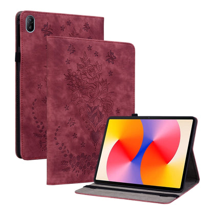 For Huawei MatePad SE 11 2024 Butterfly Rose Embossed Leather Tablet Case(Red) - Huawei by buy2fix | Online Shopping UK | buy2fix