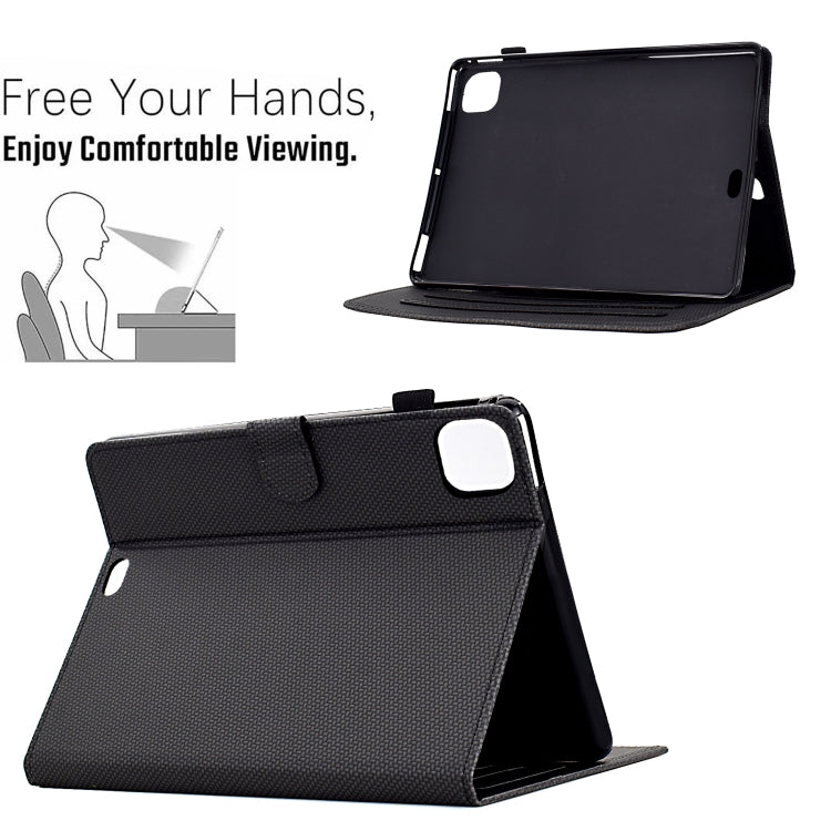 For iPad Air 11 2024 Solid Color Fiber Texture Smart Tablet Leather Case(Black) - iPad Air 11 2024 Cases by buy2fix | Online Shopping UK | buy2fix