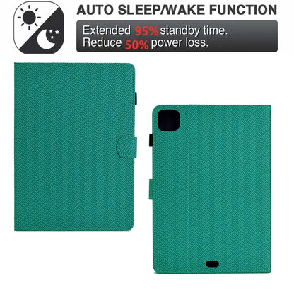 For iPad Air 11 2024 Solid Color Fiber Texture Smart Tablet Leather Case(Lake Green) - iPad Air 11 2024 Cases by buy2fix | Online Shopping UK | buy2fix