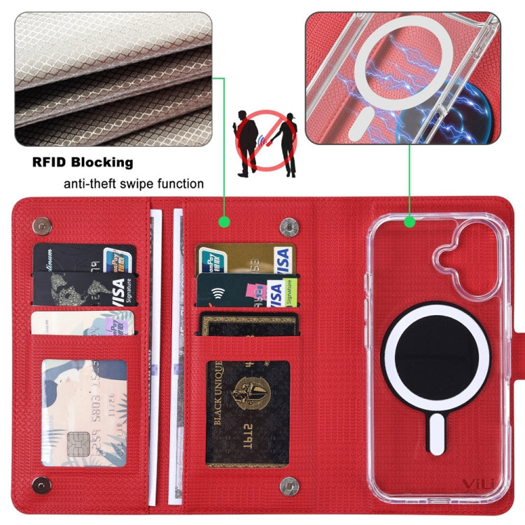 For iPhone 15 ViLi GHA-C Series RFID MagSafe Magnetic Flip Leather Phone Case(Red) - iPhone 15 Cases by ViLi | Online Shopping UK | buy2fix