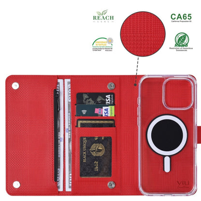 For iPhone 16 Plus ViLi GHB-C Series RFID MagSafe Magnetic Flip Leather Phone Case(Red) - iPhone 16 Plus Cases by ViLi | Online Shopping UK | buy2fix