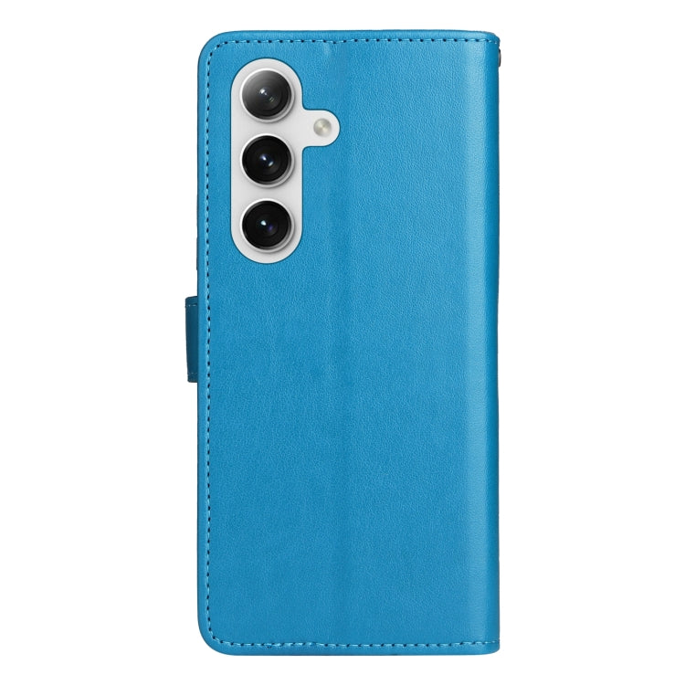 For Samsung Galaxy S25 / S24 5G Cat and Bee Embossed Flip Leather Phone Case(Blue) - Galaxy S25 5G Cases by buy2fix | Online Shopping UK | buy2fix