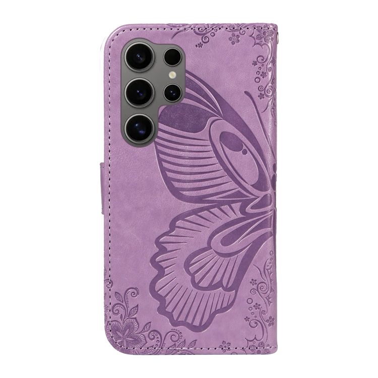 For Samsung Galaxy S25 Ultra 5G Swallowtail Butterfly Embossed Leather Phone Case(Purple) - Galaxy S25 Ultra 5G Cases by buy2fix | Online Shopping UK | buy2fix