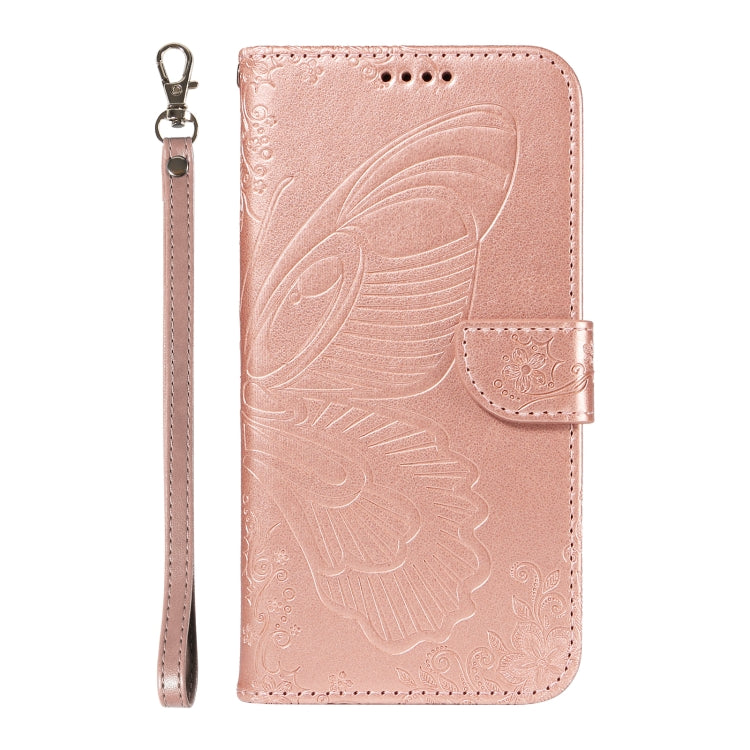 For Samsung Galaxy S25 Ultra 5G Swallowtail Butterfly Embossed Leather Phone Case(Rose Gold) - Galaxy S25 Ultra 5G Cases by buy2fix | Online Shopping UK | buy2fix