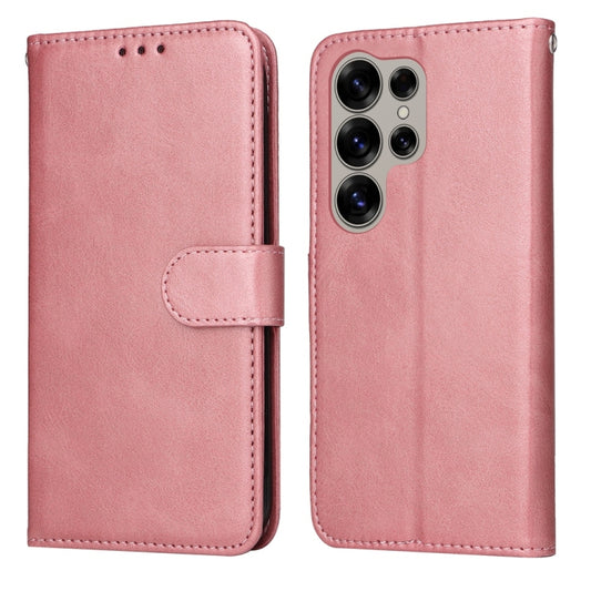 For Samsung Galaxy S25 Ultra 5G Classic Calf Texture Flip Leather Phone Case(Rose Gold) - Galaxy S25 Ultra 5G Cases by buy2fix | Online Shopping UK | buy2fix