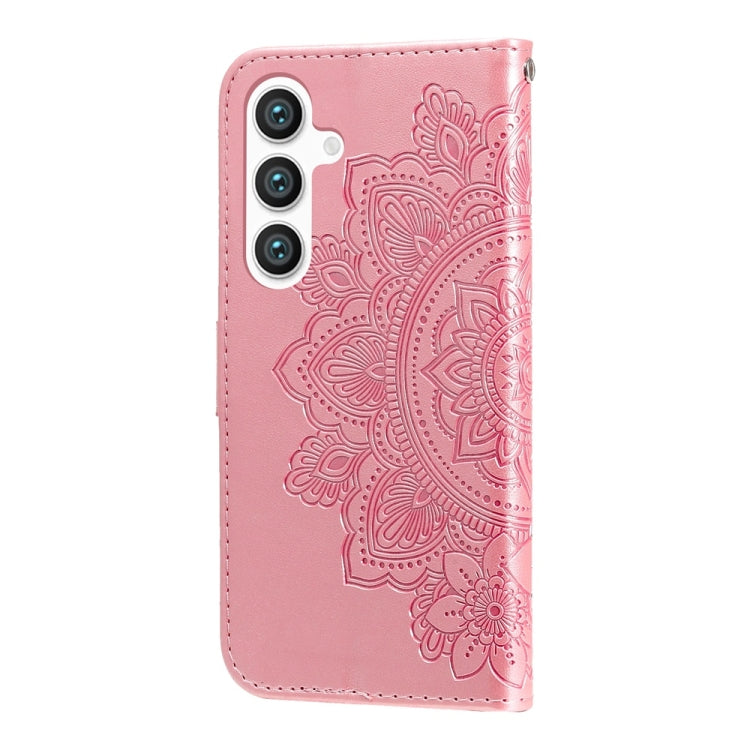 For Samsung Galaxy S25 5G Seven-petal Flowers Embossing Leather Phone Case(Rose Gold) - Galaxy S25 5G Cases by buy2fix | Online Shopping UK | buy2fix