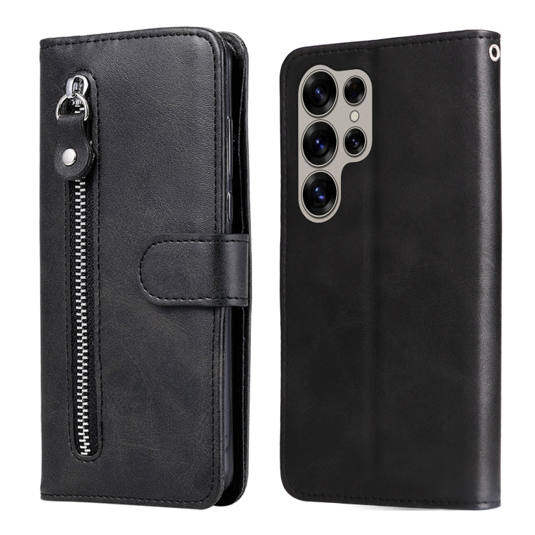 For Samsung Galaxy S25 Ultra 5G Fashion Calf Texture Zipper Leather Phone Case(Black) - Galaxy S25 Ultra 5G Cases by buy2fix | Online Shopping UK | buy2fix