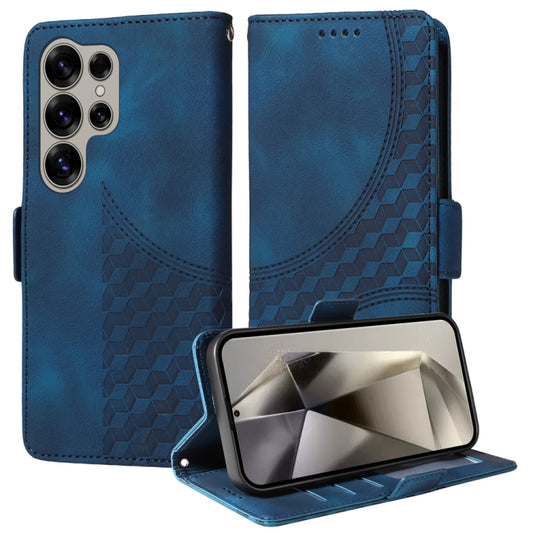 For Samsung Galaxy S25 Ultra 5G Embossed Rhombus Starry Leather Phone Case(Blue) - Galaxy S25 Ultra 5G Cases by buy2fix | Online Shopping UK | buy2fix