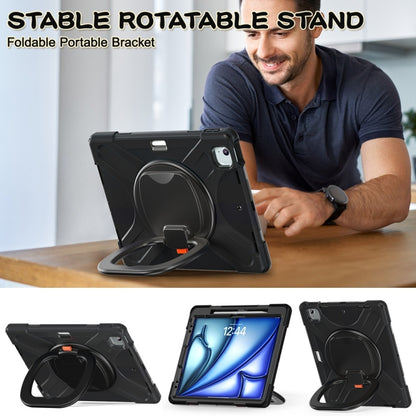 For iPad Air 13 2024 Silicone Hybrid PC Tablet Case with Holder & Shoulder Strap(Black) - iPad Air 13 2024 Cases by buy2fix | Online Shopping UK | buy2fix