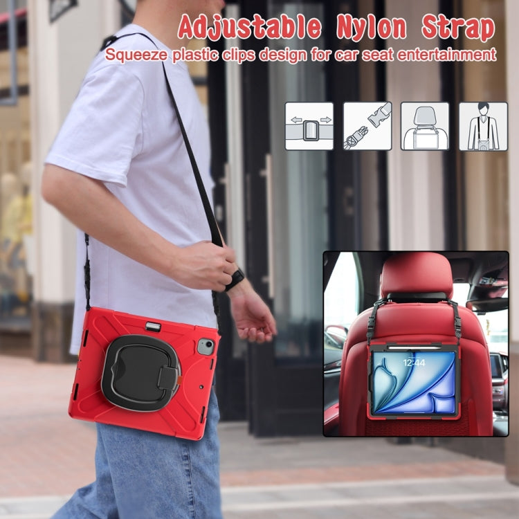 For iPad Air 13 2024 Silicone Hybrid PC Tablet Case with Holder & Shoulder Strap(Red) - iPad Air 13 2024 Cases by buy2fix | Online Shopping UK | buy2fix