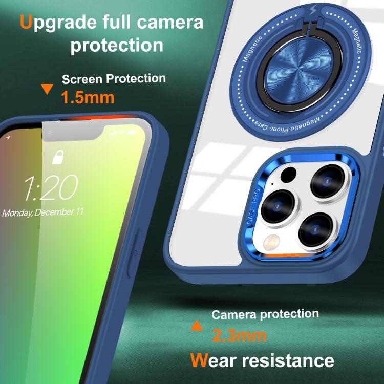 For iPhone 16 Pro Max Magnetic Rotating Ring Holder Phone Case(Dark Blue) - iPhone 16 Pro Max Cases by buy2fix | Online Shopping UK | buy2fix