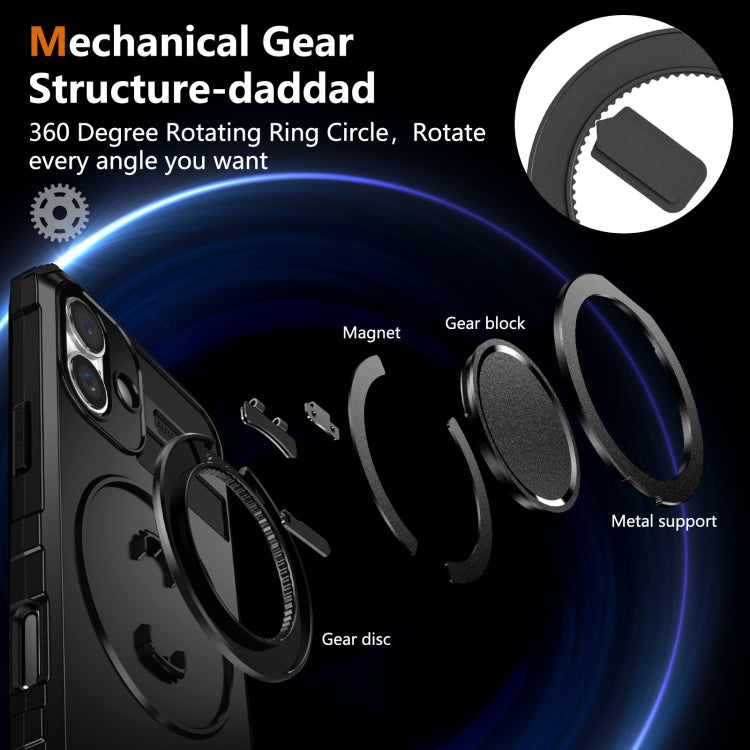 For iPhone 16 Rotating Magnetic Holder Phone Case(Black) - iPhone 16 Cases by buy2fix | Online Shopping UK | buy2fix