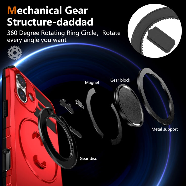 For iPhone 16 Rotating Magnetic Holder Phone Case(Red) - iPhone 16 Cases by buy2fix | Online Shopping UK | buy2fix