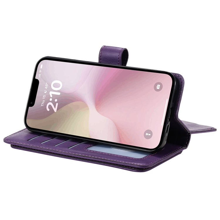 For iPhone SE 2024 Multi-Function Wallet 10 Card Slots Leather Phone Case(Violet) - More iPhone Cases by buy2fix | Online Shopping UK | buy2fix