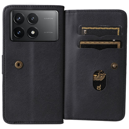 For Redmi K70 Multi-Function Wallet 10 Card Slots Leather Phone Case(Black) - K70 Cases by buy2fix | Online Shopping UK | buy2fix