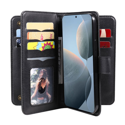 For Redmi K70 Multi-Function Wallet 10 Card Slots Leather Phone Case(Black) - K70 Cases by buy2fix | Online Shopping UK | buy2fix