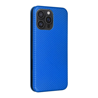 For iPhone 16 Pro Carbon Fiber Texture Flip Leather Phone Case(Blue) - iPhone 16 Pro Cases by buy2fix | Online Shopping UK | buy2fix